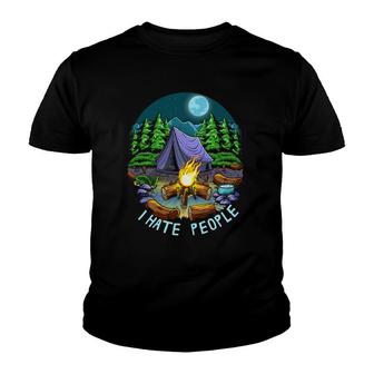I Love Camping I Hate People Outdoors Funny Vintage Campfire Youth T-shirt - Thegiftio UK