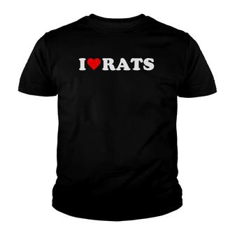 I Love Rats Cute Red Heart Rat Lover Youth T-shirt - Thegiftio UK