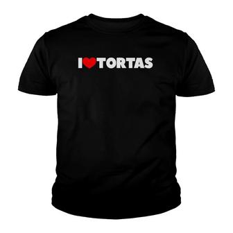 I Love Tortas Red Heart Youth T-shirt | Mazezy