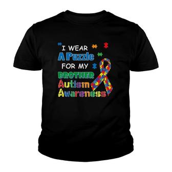 I Wear A Puzzle For My Brother Autism Awareness V3 Youth T-shirt - Thegiftio UK