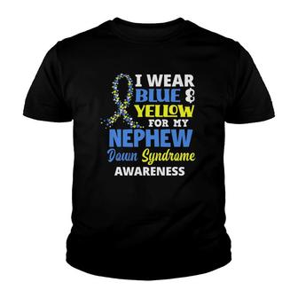 I Wear Blue & Yellow For My Nephew Down Syndrome Awareness Youth T-shirt - Thegiftio UK