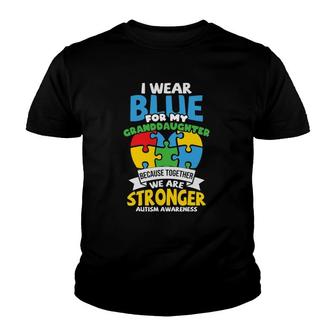 I Wear Blue For My Granddaughter Autism Grandparents Youth T-shirt - Thegiftio UK