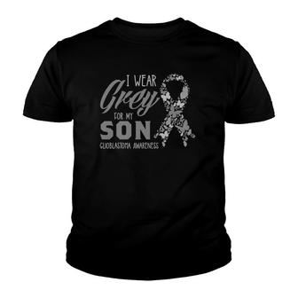 I Wear Grey For My Son Glioblastoma Awareness Youth T-shirt - Thegiftio UK