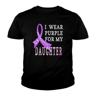I Wear Purple For My Daughter Cystic Fibrosis Cf Awareness Youth T-shirt - Thegiftio UK