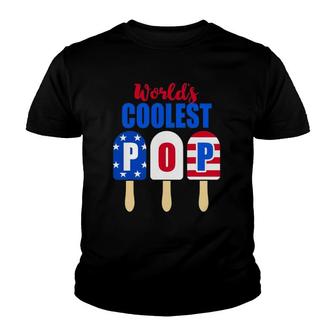Ice Cream Worlds Coolest Pop American Flag Fathers Day Youth T-shirt - Seseable