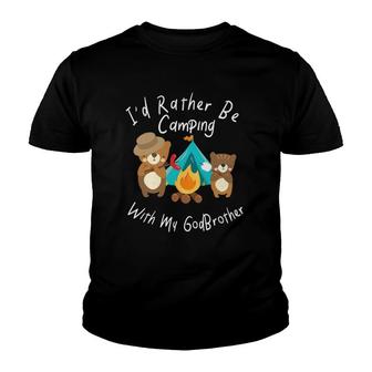 Id Rather Be Camping With My Godbrother Bear Youth T-shirt - Thegiftio UK