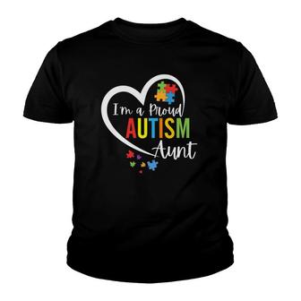 Im A Proud Autism Aunt Love Heart Autism Awareness Puzzle Youth T-shirt - Thegiftio UK