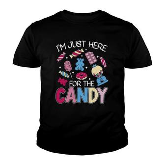 Im Just Here For The Candy Sweet Sugar Lollipop Dessert Youth T-shirt - Thegiftio UK