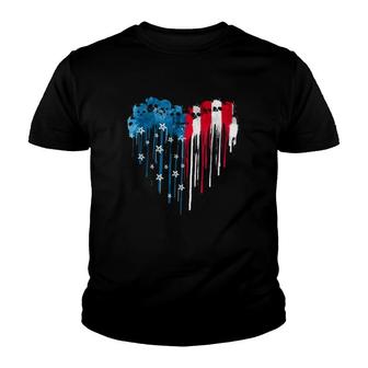 Independence Day 4Th Of July Dripping Skull American Flag Heart Youth T-shirt - Seseable