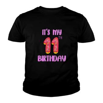 It Is My 11Th Birthday Cake Style Decoration Youth T-shirt - Seseable