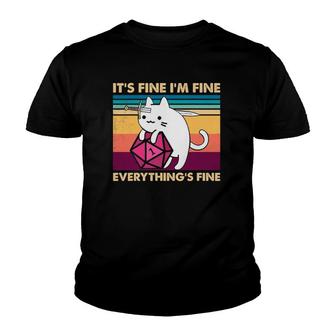 Its Fine Im Fine Everythings Fine Funny Cat Vintage Retro Youth T-shirt - Thegiftio UK