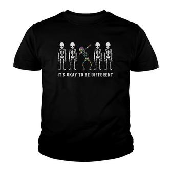 Its Okay To Be A Little Different Skeleton Autism Gift Youth T-shirt - Thegiftio UK