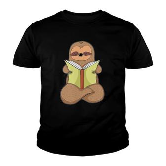 Just A Cute Sloth Reading - Fun Lazy Slothful & Book Lover Youth T-shirt - Thegiftio UK