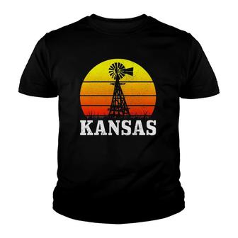 Kansas Vintage Pride Windmill Kansas Youth T-shirt - Thegiftio UK