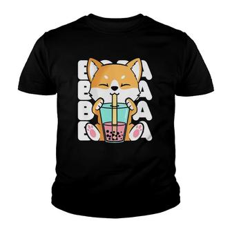 Kawaii Shiba Inu Dog Bubble Tea Boba Anime Neko Japan V2 Youth T-shirt - Thegiftio