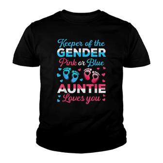 Keeper Of The Gender Auntie Loves You Baby Announcement Youth T-shirt - Thegiftio UK