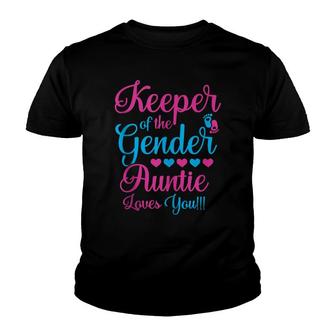 Keeper Of The Gender Auntie Loves You - Gender Reveal Party Youth T-shirt - Thegiftio UK