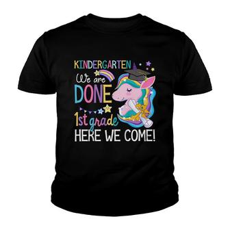 Kids Kindergarten Graduation Cute Unicorn Class Of 2022 Girls Youth T-shirt - Seseable