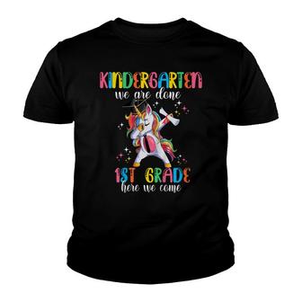 Kids Kindergarten We Are Done 1St Grade Dabbing Unicorn Graduate Youth T-shirt - Seseable