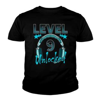 Kids Level 9 Unlocked Video Game 9Th Birthday Boy Girl Gamer Youth T-shirt - Seseable