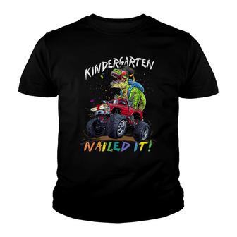 Kindergarten Nailed It Dinosaur Truck Last Day Of School Boy Youth T-shirt - Thegiftio UK