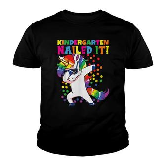 Kindergarten Nailed It Graduation Dabbing Unicorn Girls Fun Youth T-shirt - Thegiftio UK