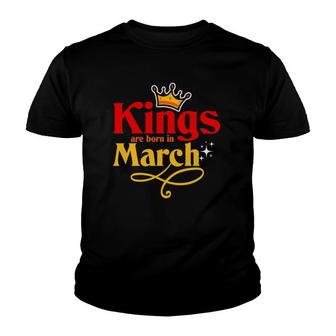 Kings Are Born In March - March Birthday Youth T-shirt - Thegiftio UK