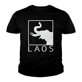 Laos Boxed Typography Laotian Sabaidee Lao Flag Youth T-shirt | Mazezy