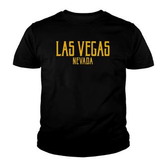 Las Vegas Nevada Vintage Text Amber Print Youth T-shirt | Mazezy