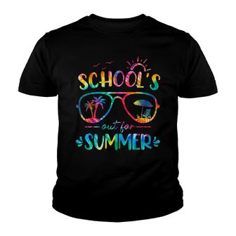 Last Day Of School Tie Dye Schools Out For Summer Glasses Youth T-shirt - Thegiftio UK