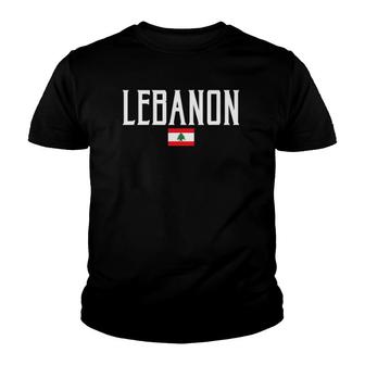 Lebanon Flag Vintage White Text Youth T-shirt - Thegiftio UK