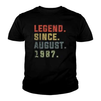 Legend Since August 1987 35Th Birthday 35 Years Old Gift Youth T-shirt - Seseable