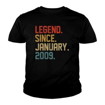 Legend Since January 2009 13 Years Old 13Th Birthday Gift Youth T-shirt - Seseable
