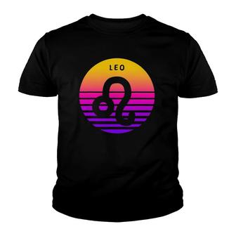 Leo Zodiac Sign Vintage Sunset Leos Birthday Cool Retro Youth T-shirt - Thegiftio UK