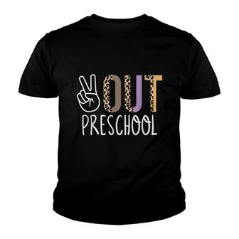Leopard Peace Out Preschool Happy Last Day Of School Youth T-shirt - Thegiftio UK