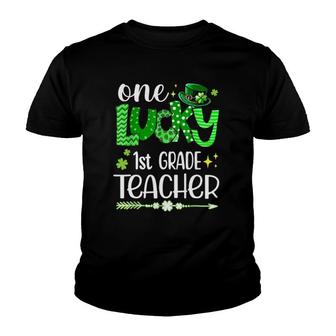 Leopard Shamrock One Lucky 1St Grade Teacher St Patricks Day Youth T-shirt - Seseable