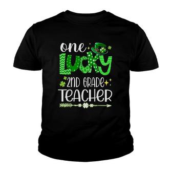 Leopard Shamrock One Lucky 2Nd Grade Teacher St Patricks Day Youth T-shirt - Seseable