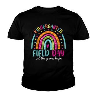 Let The Game Begin Happy Field Day Rainbow Kindergarten Youth T-shirt - Thegiftio UK