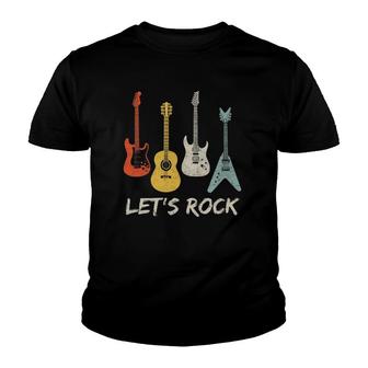 Lets Rock Rock N Roll Guitar Retro Gift Men Women Youth T-shirt | Mazezy