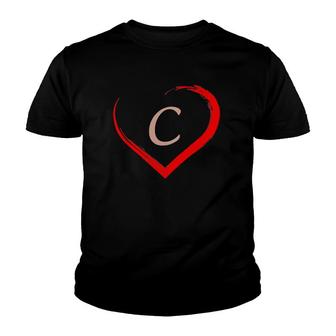 Letter C Initial Valentines Day Couple Gifts For Him And Her Youth T-shirt | Mazezy