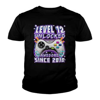 Level 12 Unlocked Awesome 2010 Video Game 12Th Birthday V2 Youth T-shirt - Thegiftio UK