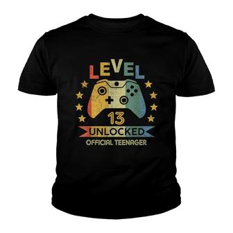Level 13 Unlocked Official Nager Video Game 13 Year Old Youth T-shirt - Seseable