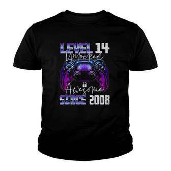Level 14 Unlocked Awesome Since 2008 14Th Birthday Gaming Youth T-shirt | Mazezy