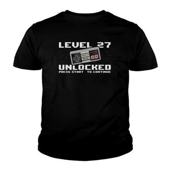 Level 27 Unlocked 1994 27Th Birthday 27 Years Old Gamer Youth T-shirt - Seseable