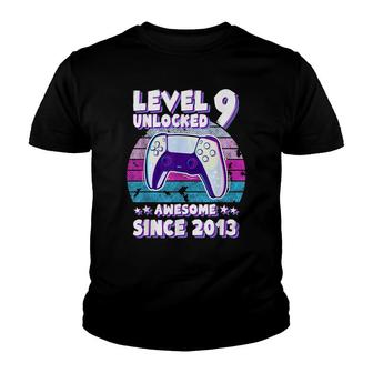 Level 9 Unlocked Bday Gamer Boy Girl 9 Years Old Birthday Youth T-shirt - Seseable