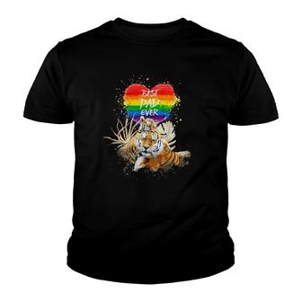 Lgbt Pride Daddy Tiger Rainbow Best Dad Ever Fathers Day Youth T-shirt - Seseable