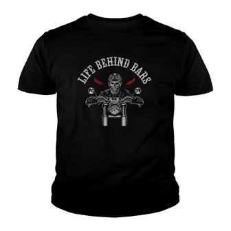 Life Behind Bars Motorcycle Rider Chopper Biker Motorbike Youth T-shirt - Thegiftio UK