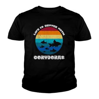 Life Is Better With Corydoras Cory Cat Dad Aquarium Fish Youth T-shirt - Thegiftio UK