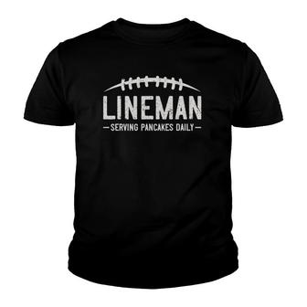 Lineman Serving Pancakes Daily Funny Vintage Football Youth T-shirt - Thegiftio UK
