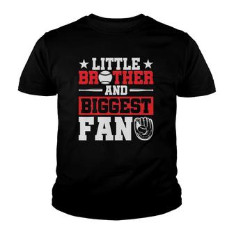 Little Brother And Biggest Fan Baseball Little Brother Youth T-shirt - Thegiftio UK